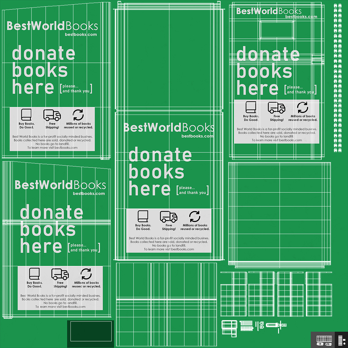 3D Book Donation Box Green model
