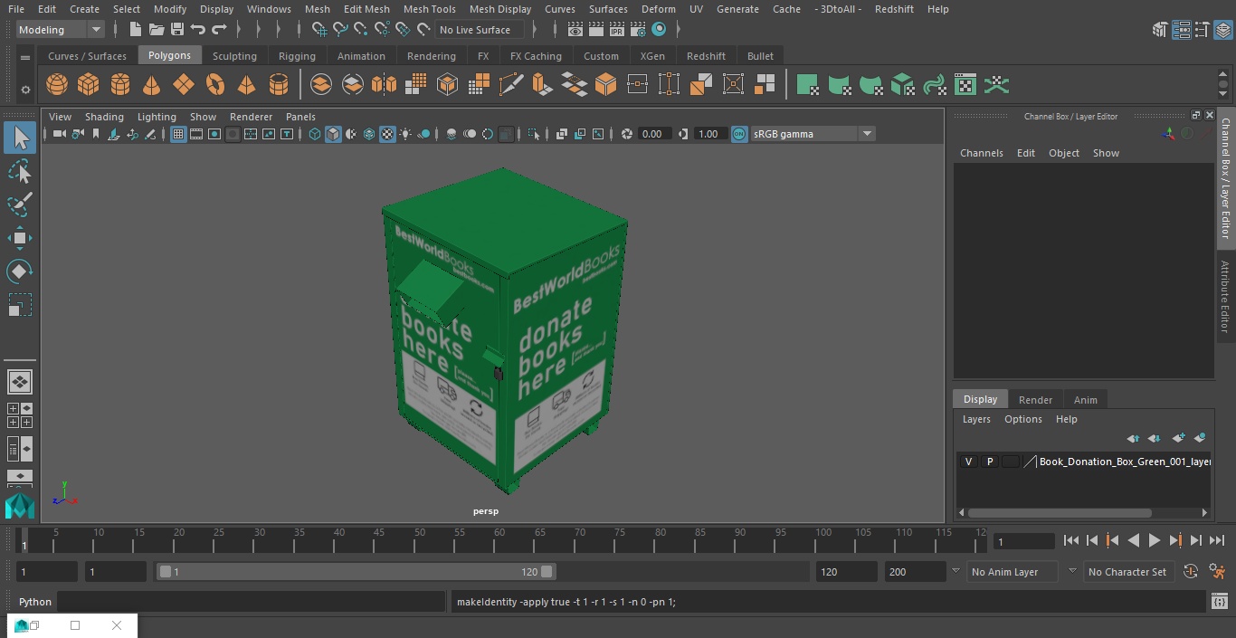 3D Book Donation Box Green model
