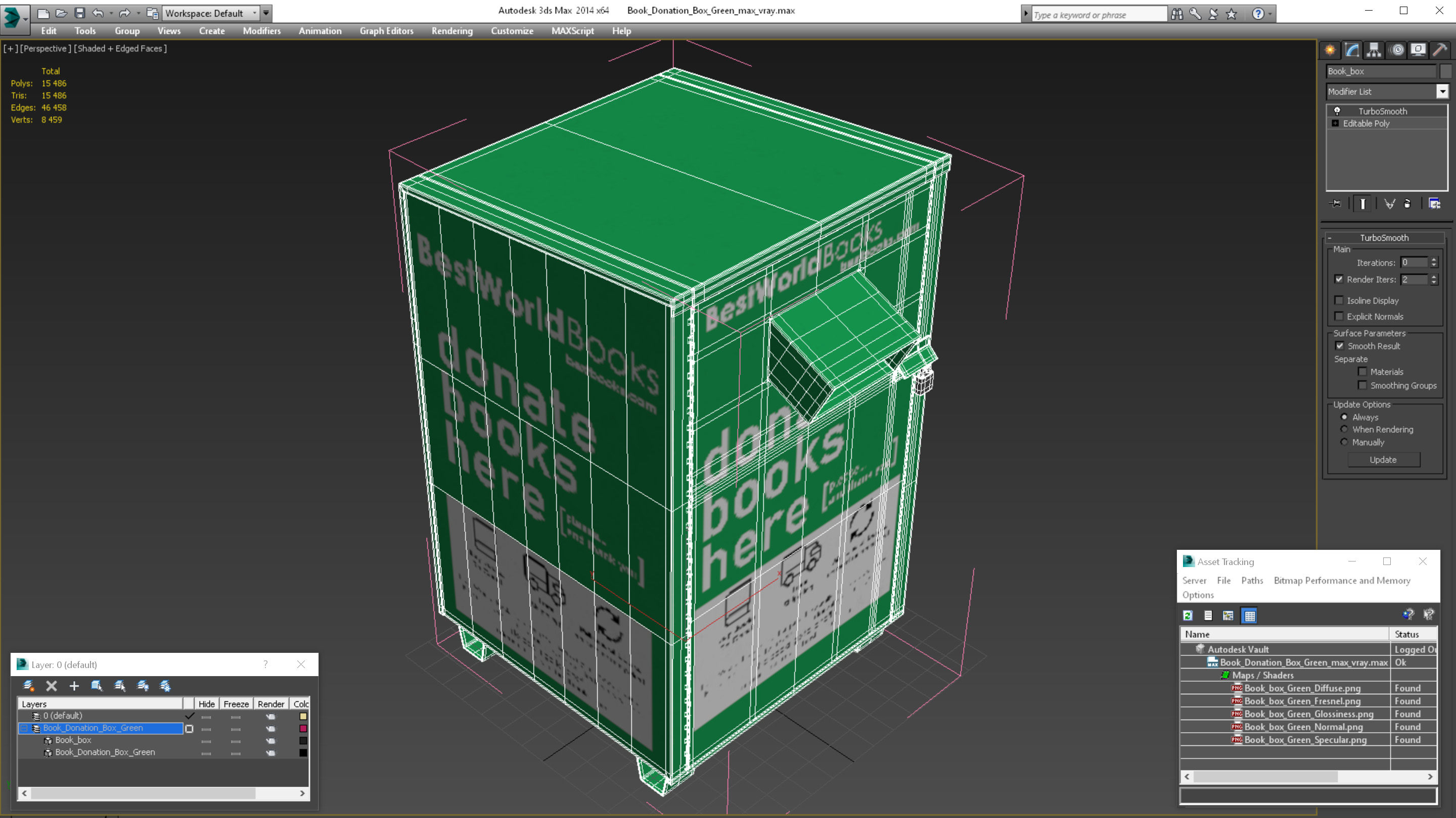 3D Book Donation Box Green model