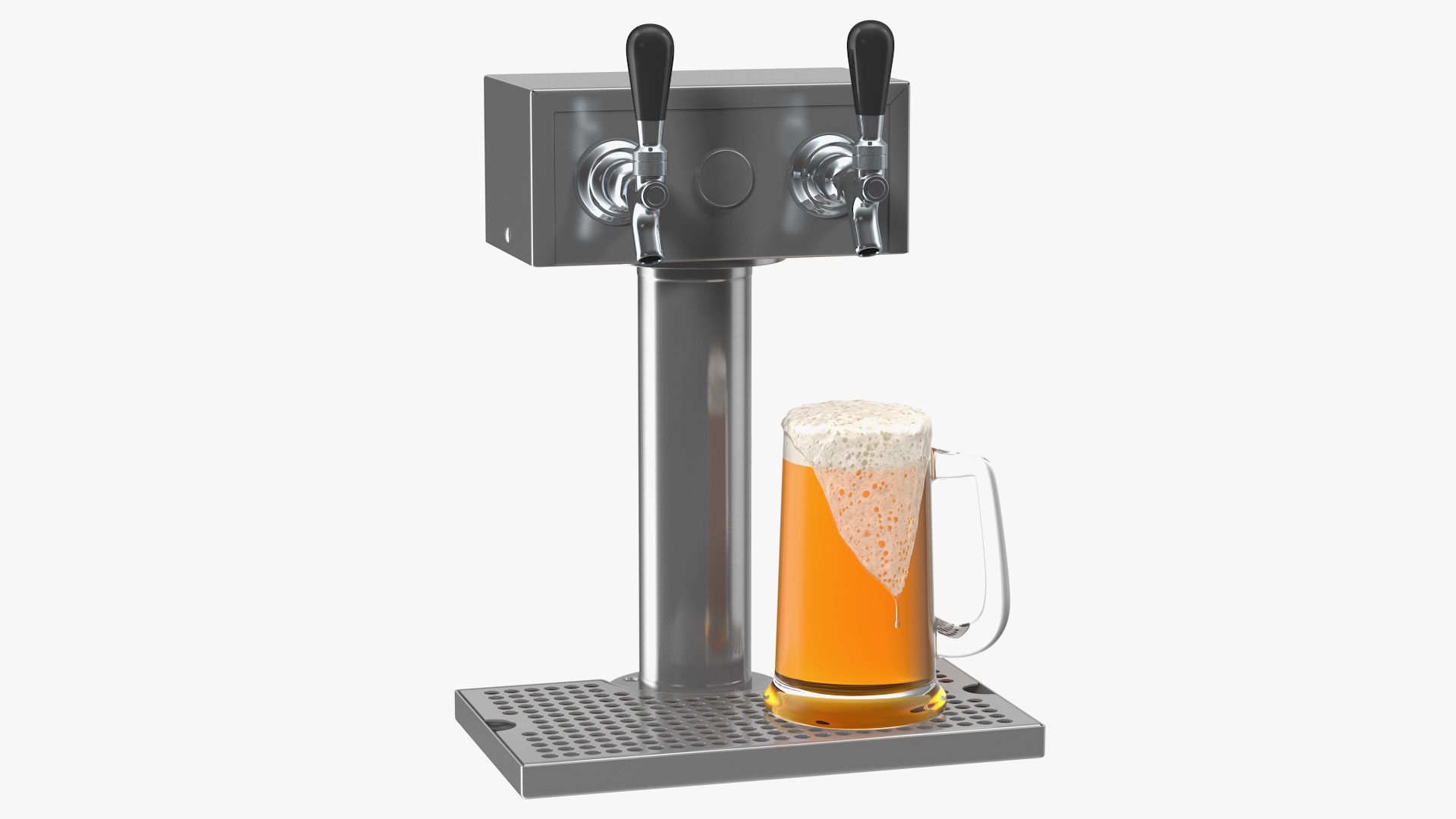 Beer Dispenser Kegerator Tower with Beer Mug 3D model