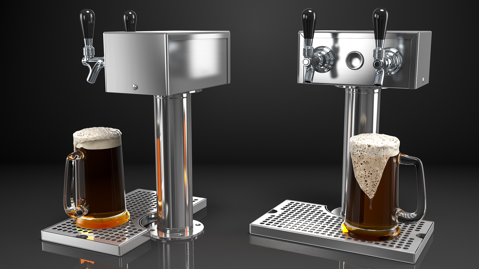 Beer Dispenser Kegerator Tower with Beer Mug 3D model