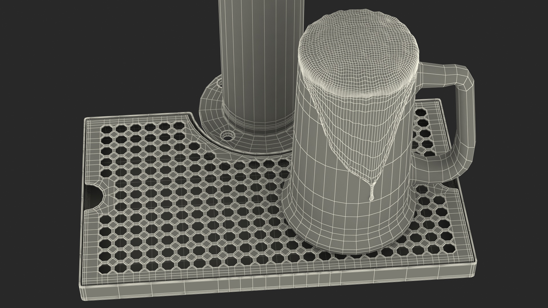 Beer Dispenser Kegerator Tower with Beer Mug 3D model