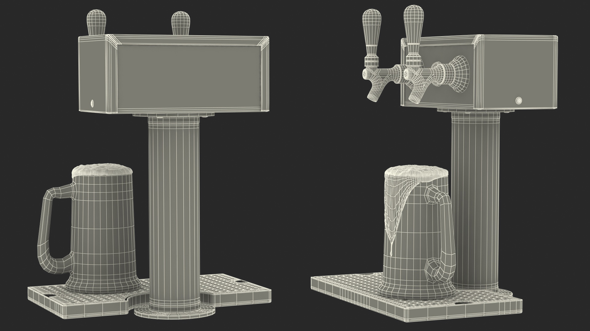 Beer Dispenser Kegerator Tower with Beer Mug 3D model