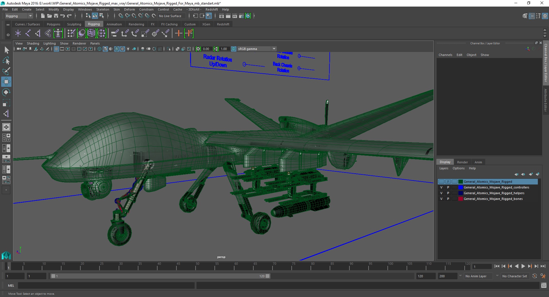 3D General Atomics Mojave Rigged for Maya model