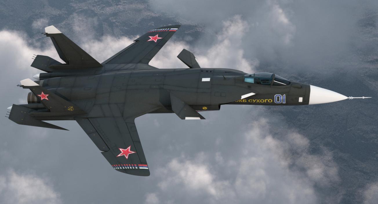 3D Sukhoi Su-47 Berkut Russin Jet Fighter model.